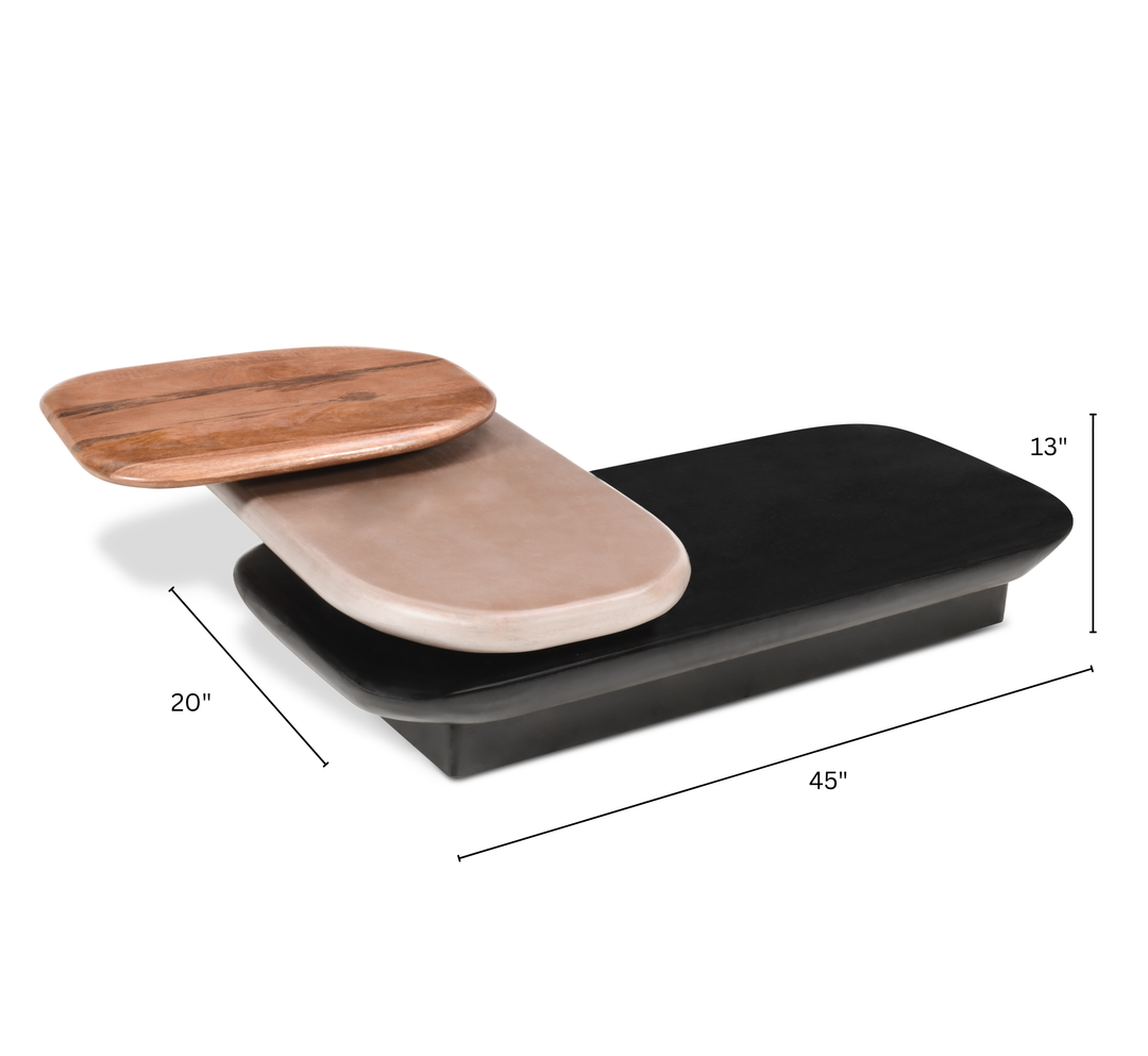 Aanya Pebble Wooden Rotating 3-Tier Centre Table