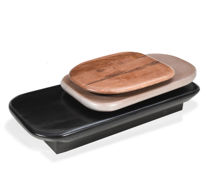Aanya Pebble Wooden Rotating 3-Tier Centre Table