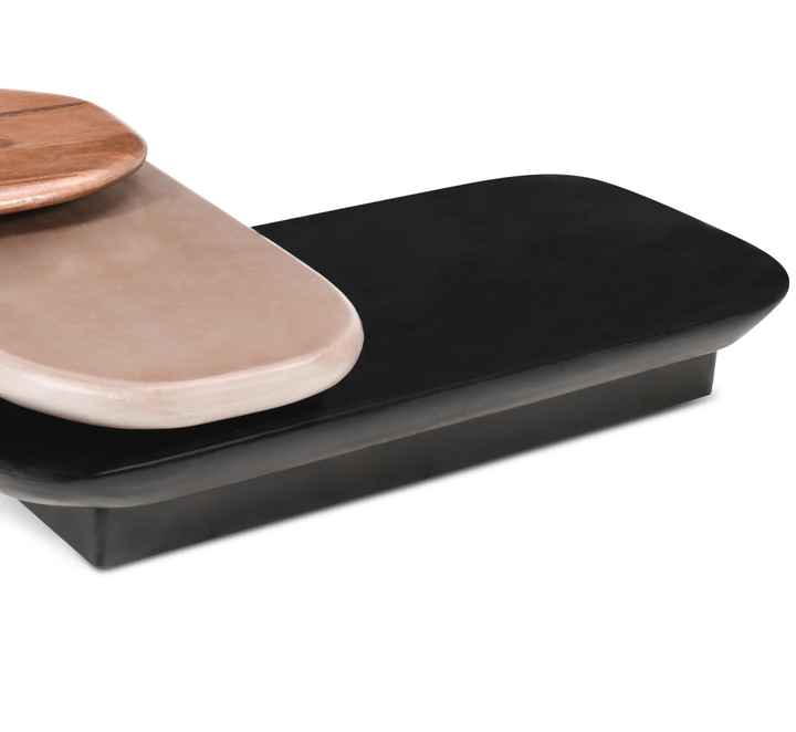 Aanya Pebble Wooden Rotating 3-Tier Centre Table