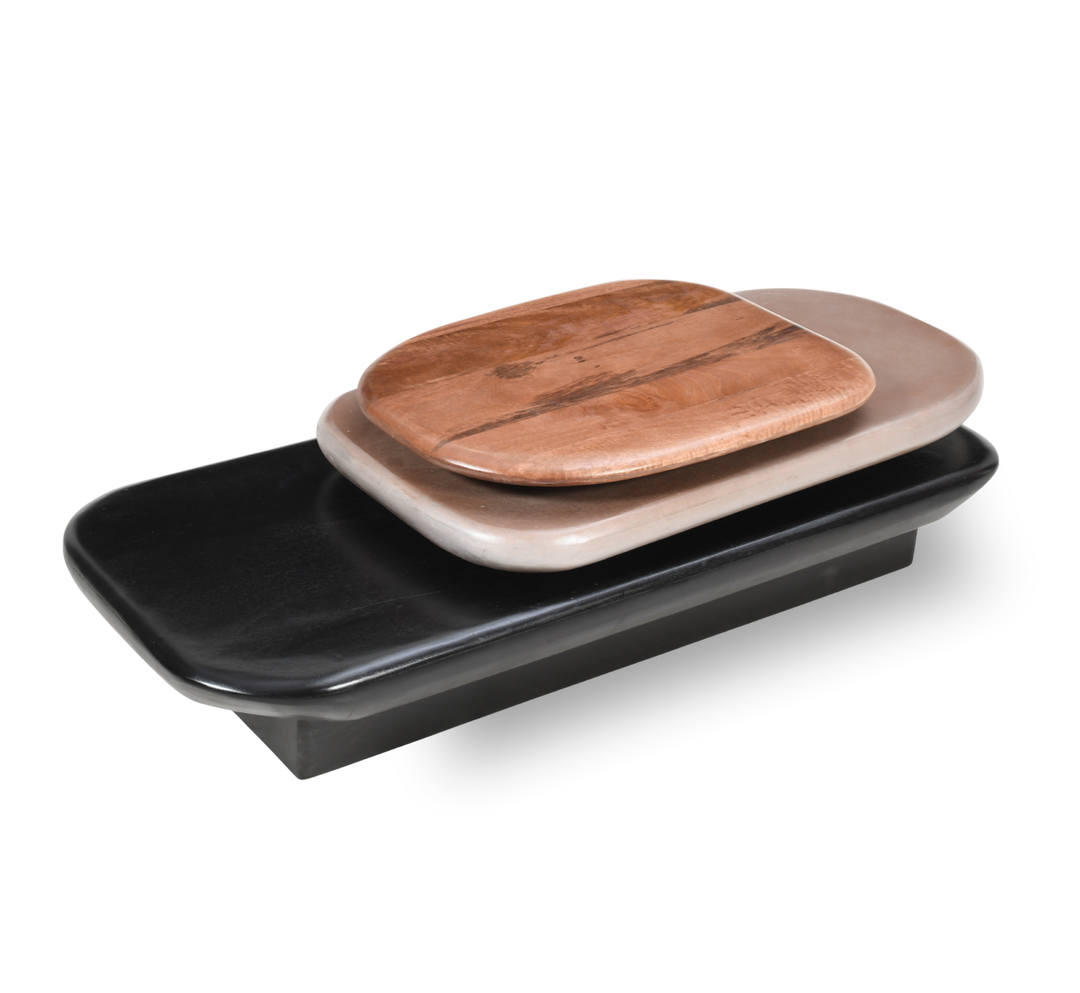 Aanya Pebble Wooden Rotating 3-Tier Centre Table