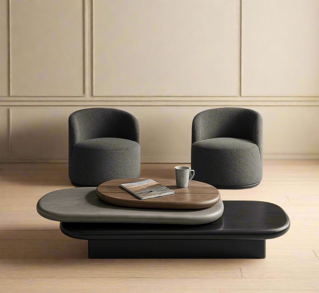 Aanya Pebble Wooden Rotating 3-Tier Centre Table