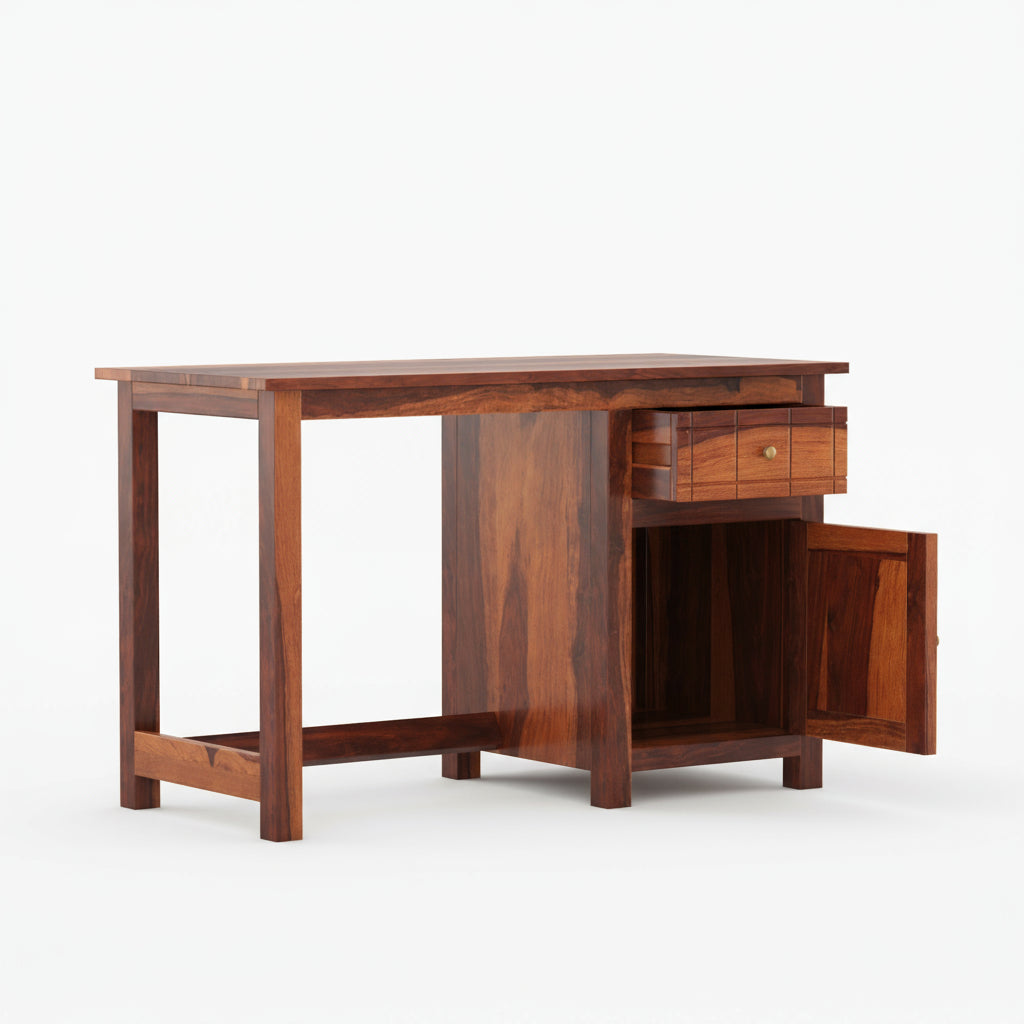 Ainhoa sheesham wood study table with drawer and storage