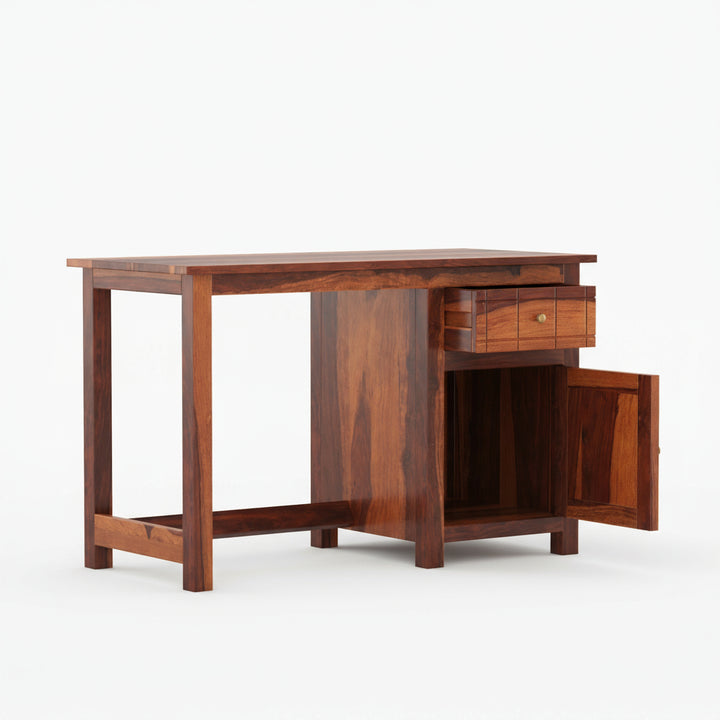 Ainhoa sheesham wood study table with drawer and storage