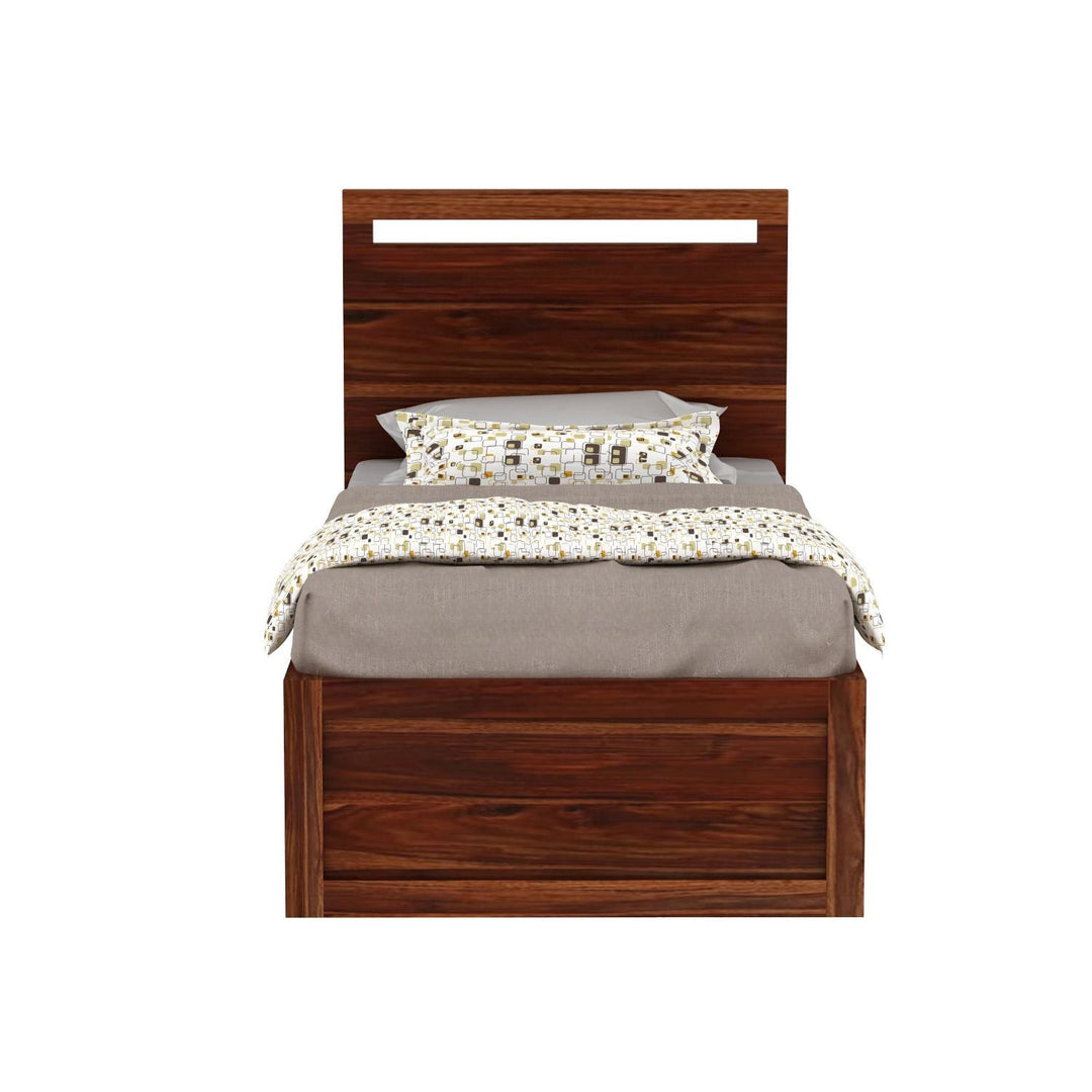 Benita Solid Sheesham Wood Single Bed Without Storage (Natural Finish)