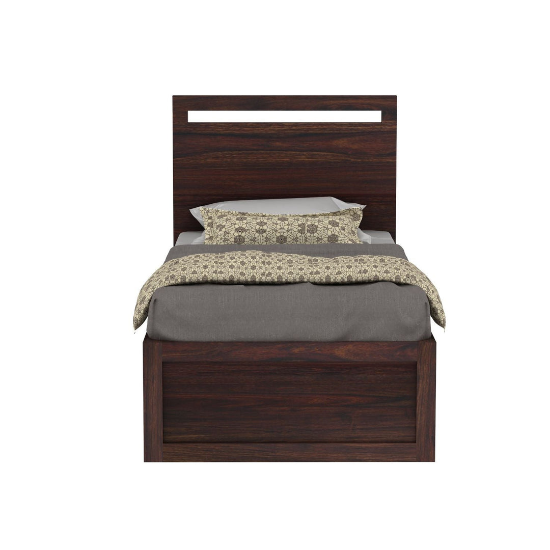 Berta Solid Sheesham Wood Single Bed Without Storage (Walnut Finish)