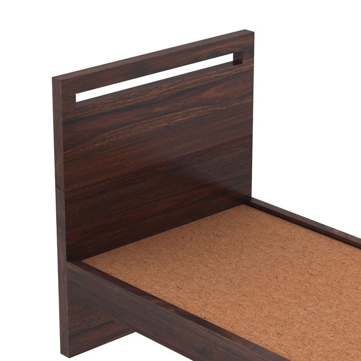 Berta Solid Sheesham Wood Single Bed Without Storage (Walnut Finish)