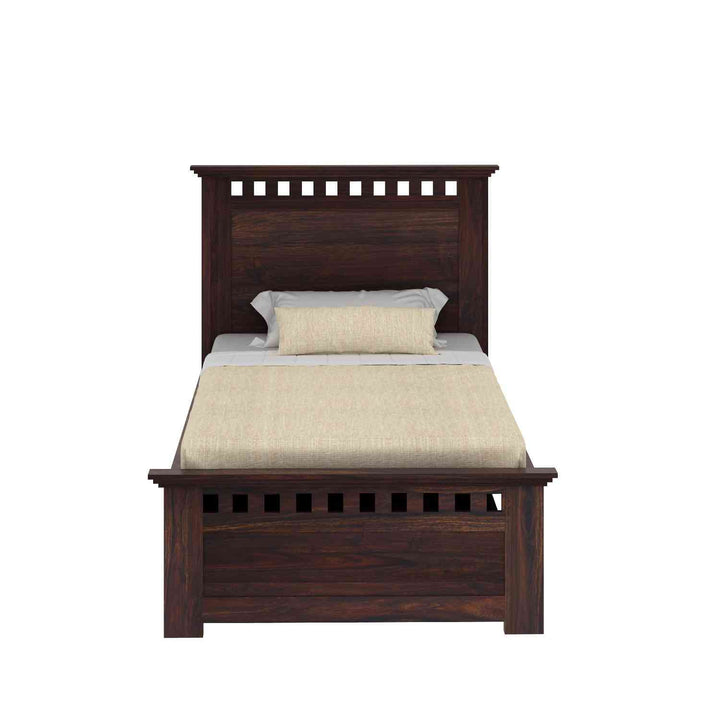 Emilia Solid Sheesham Wood Single Bed With Two Drawers (Walnut Finish)