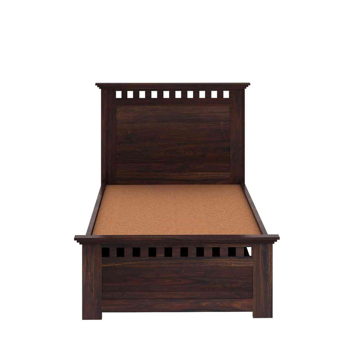 Emilia Solid Sheesham Wood Single Bed With Two Drawers (Walnut Finish)