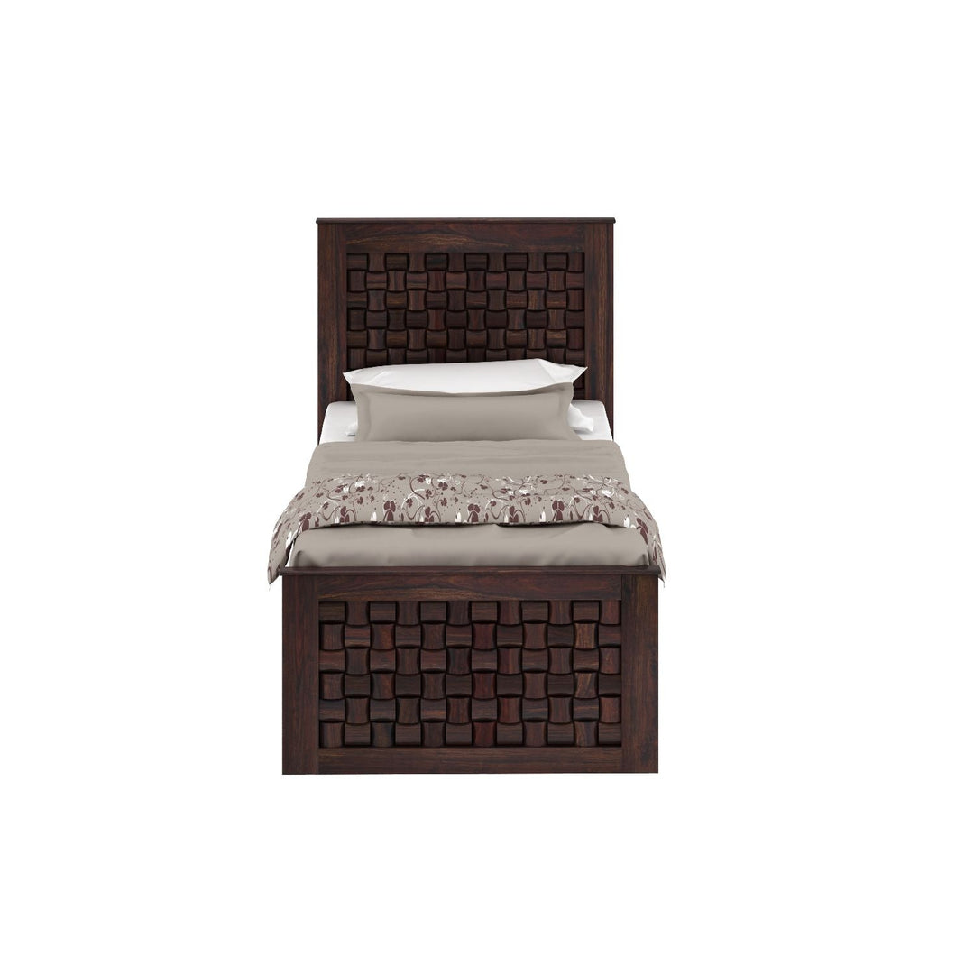 Cielo Solid Sheesham Wood Single Bed Without Storage (Walnut Finish)