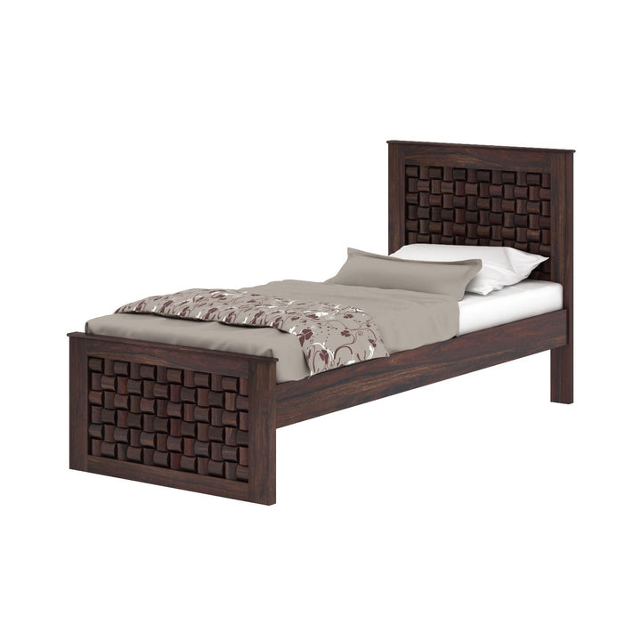 Cielo Solid Sheesham Wood Single Bed Without Storage (Walnut Finish)