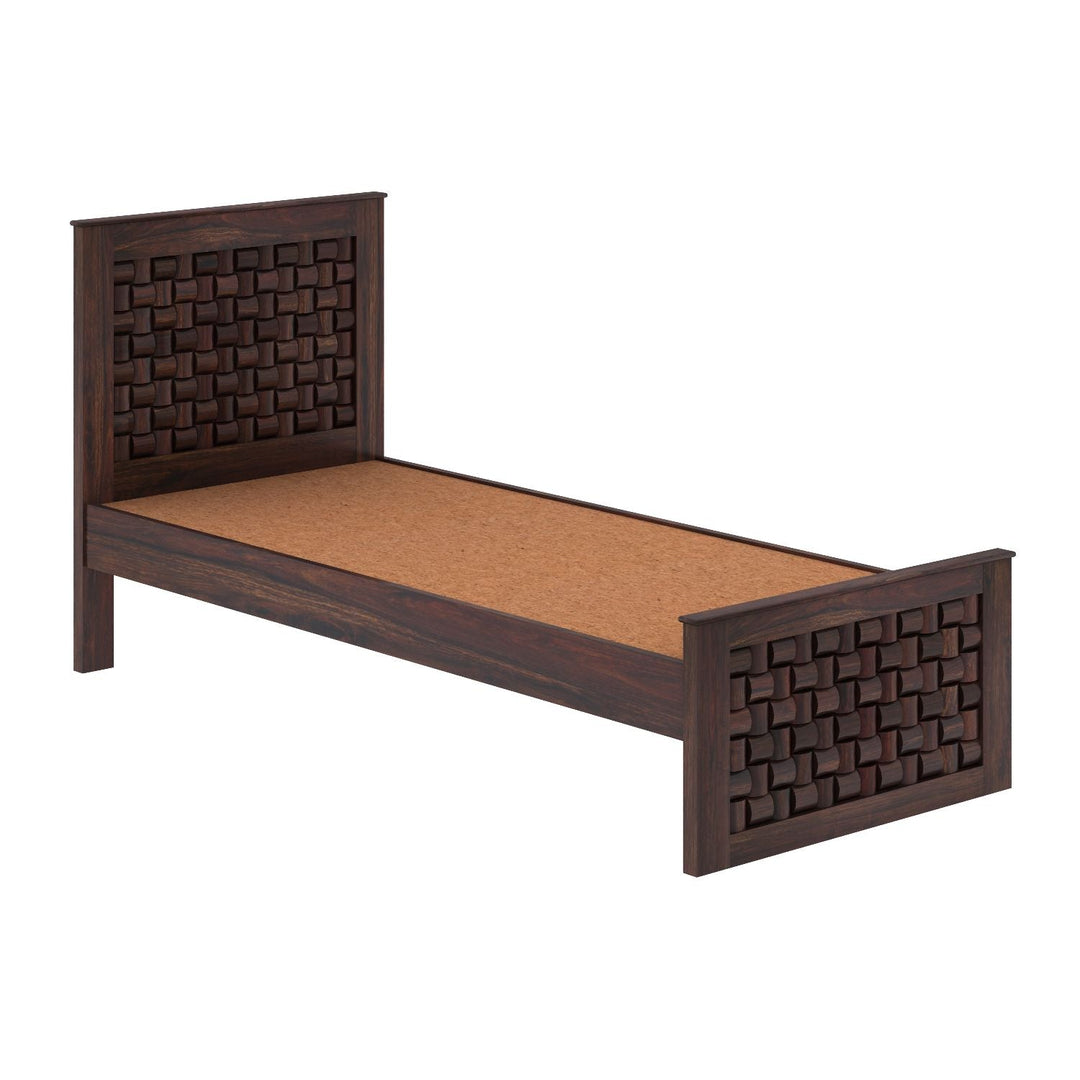 Cielo Solid Sheesham Wood Single Bed Without Storage (Walnut Finish)