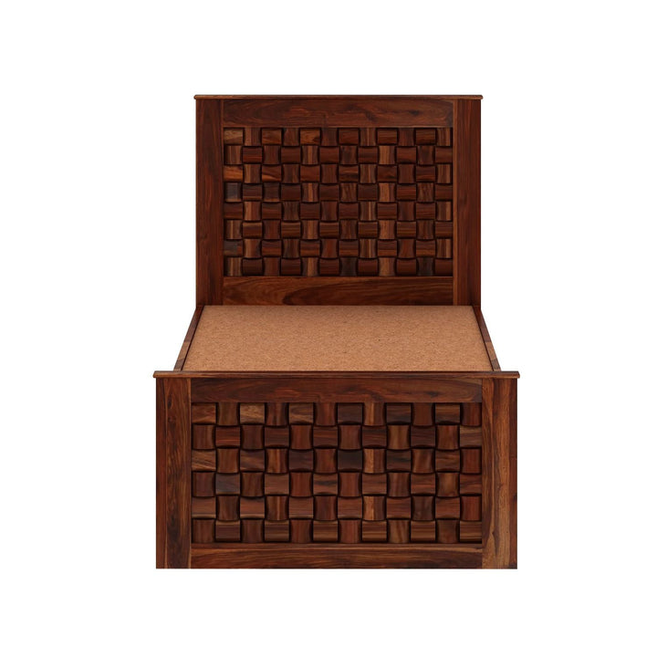 Olivia Solid Sheesham Wood Single Bed Without Storage (Natural Finish)