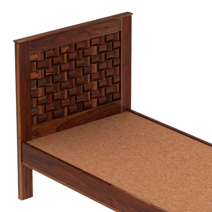 Olivia Solid Sheesham Wood Single Bed Without Storage (Natural Finish)