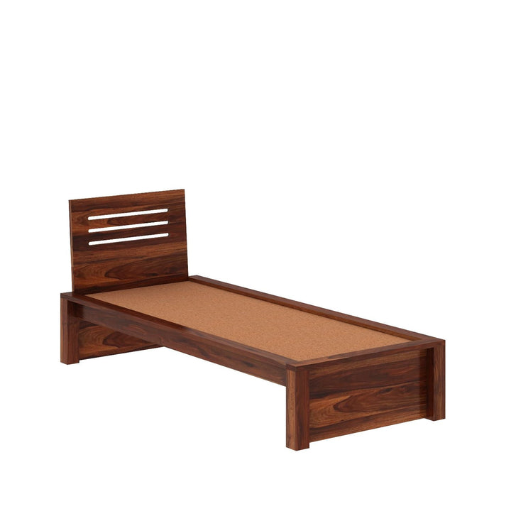 Araceli Solid Sheesham Wood Single Bed Without Storage (Natural Finish)