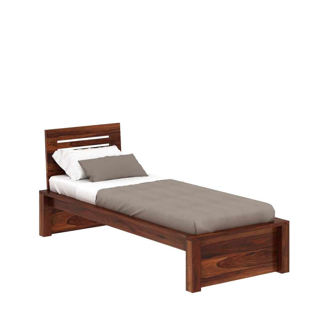 Araceli Solid Sheesham Wood Single Bed Without Storage (Natural Finish)