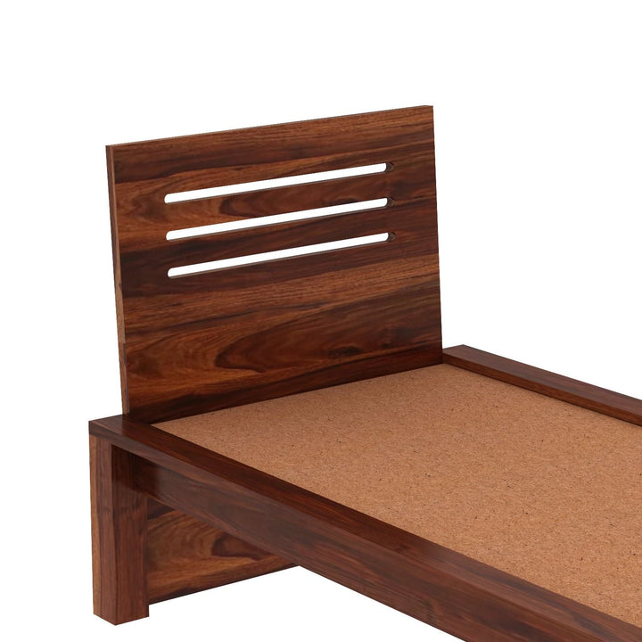 Araceli Solid Sheesham Wood Single Bed Without Storage (Natural Finish)