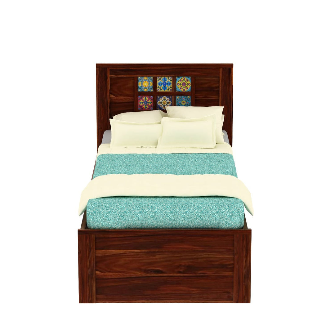 Amparo Solid Sheesham Wood Single Bed Without Storage (Natural Finish)