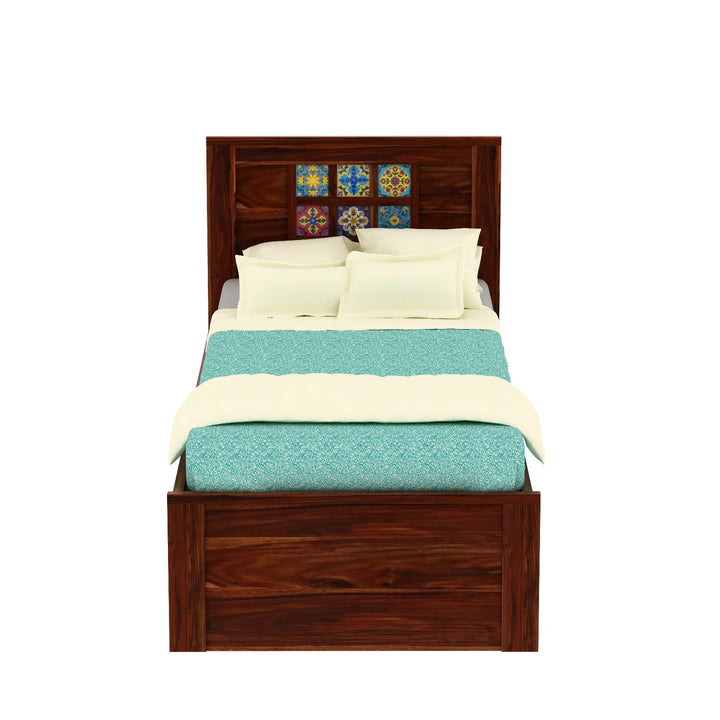 Amparo Solid Sheesham Wood Single Bed Without Storage (Natural Finish)