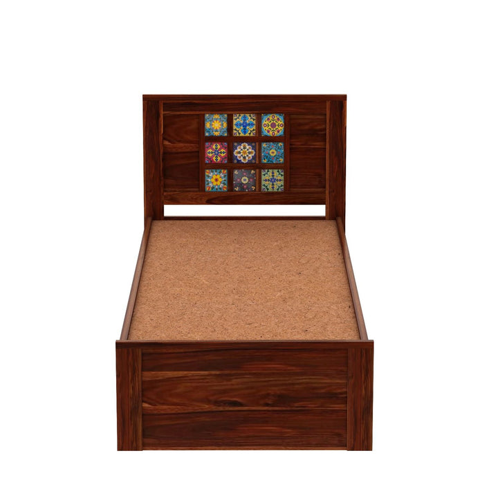 Amparo Solid Sheesham Wood Single Bed Without Storage (Natural Finish)