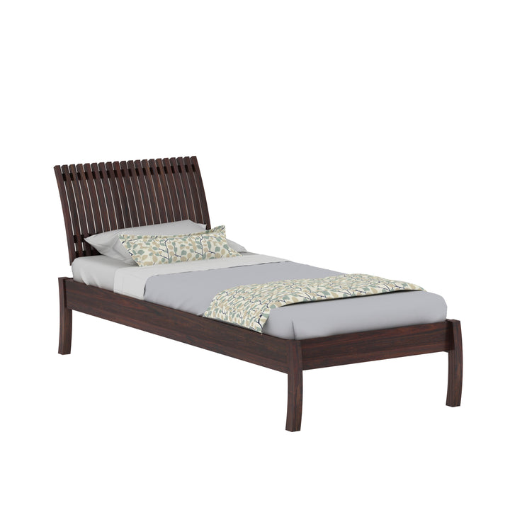 Abril Solid Sheesham Wood Single Bed Without Storage (Walnut Finish)