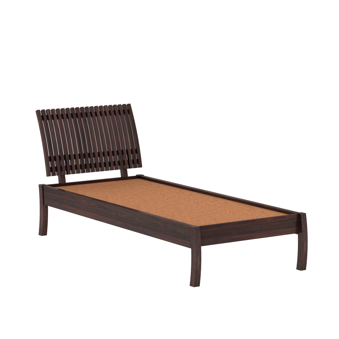 Abril Solid Sheesham Wood Single Bed Without Storage (Walnut Finish)
