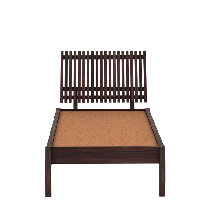Abril Solid Sheesham Wood Single Bed Without Storage (Walnut Finish)