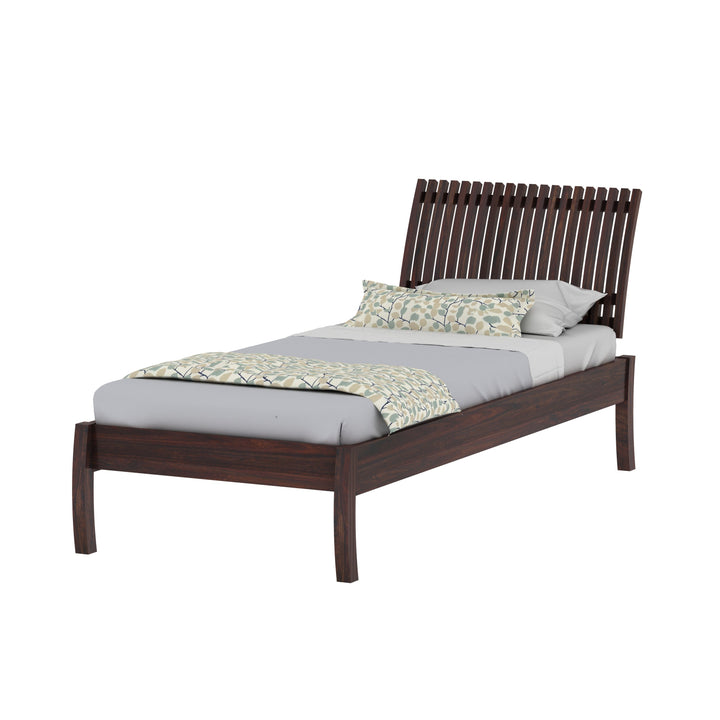 Abril Solid Sheesham Wood Single Bed Without Storage (Walnut Finish)