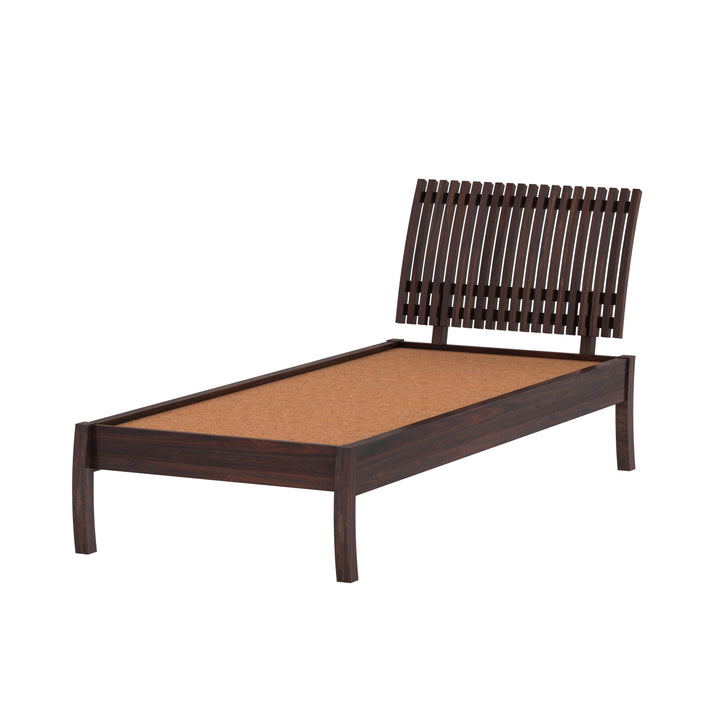 Abril Solid Sheesham Wood Single Bed Without Storage (Walnut Finish)