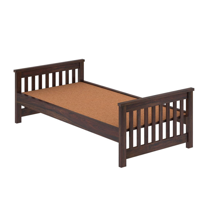 Delfina Solid Sheesham Wood Single Bed Without Storage (Walnut Finish)