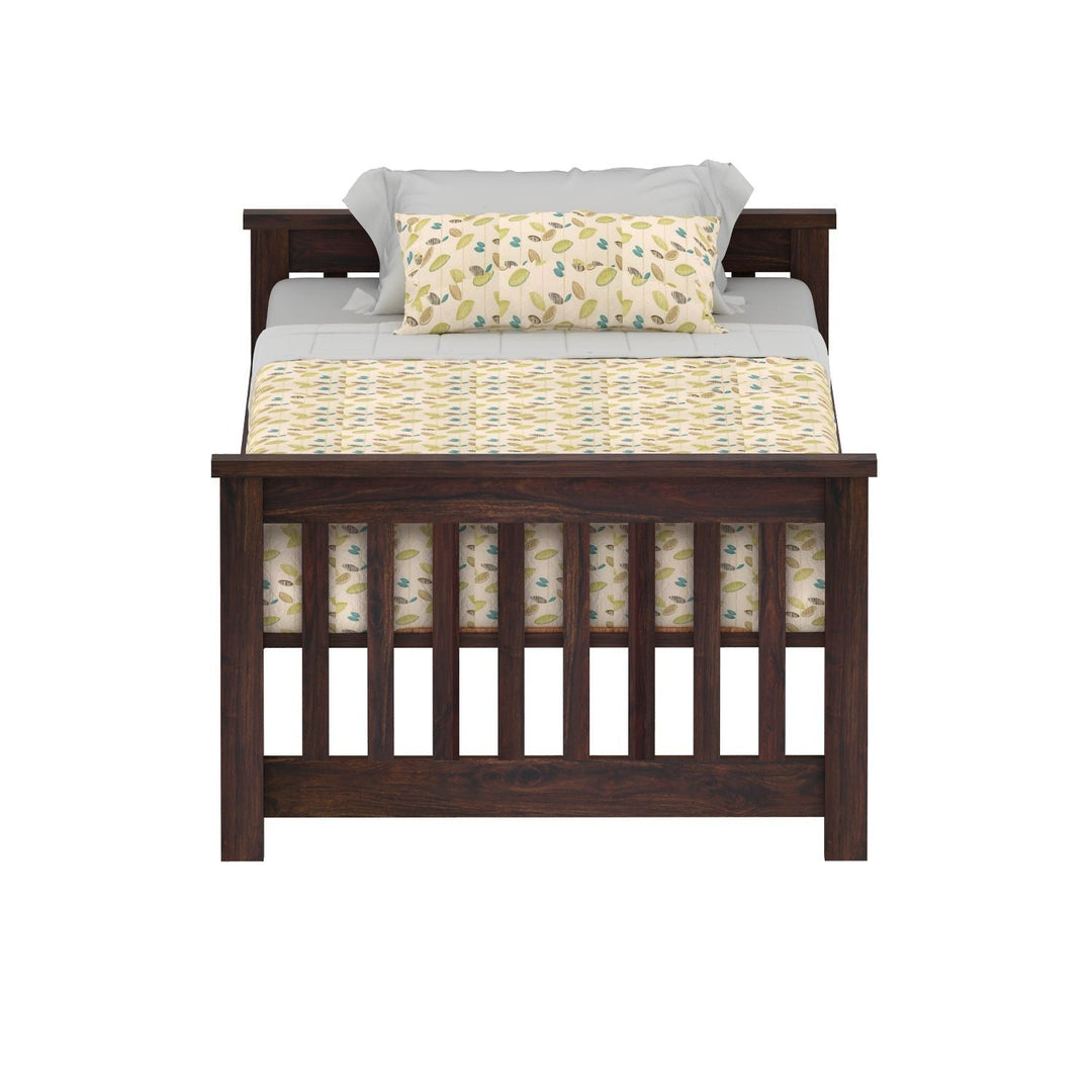 Delfina Solid Sheesham Wood Single Bed Without Storage (Walnut Finish)