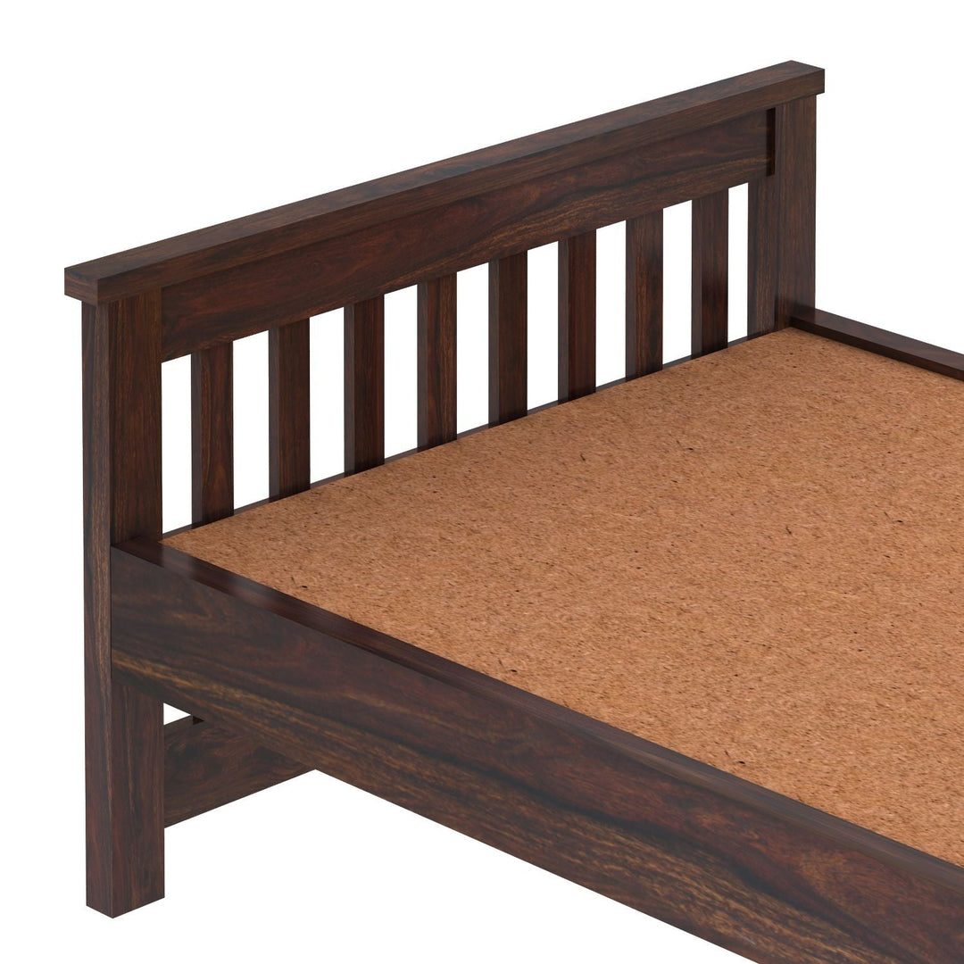 Delfina Solid Sheesham Wood Single Bed Without Storage (Walnut Finish)