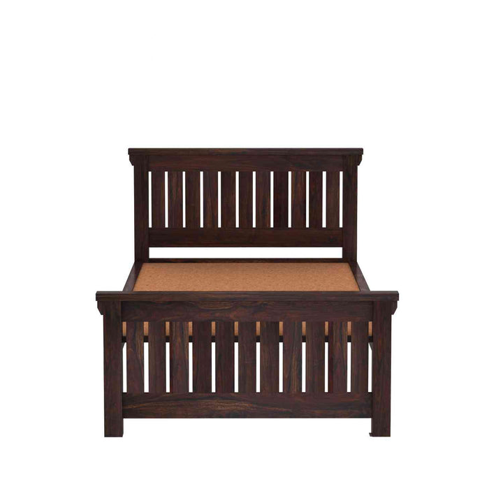 Basilia Solid Sheesham Wood Single Bed Without Storage (Walnut Finish)