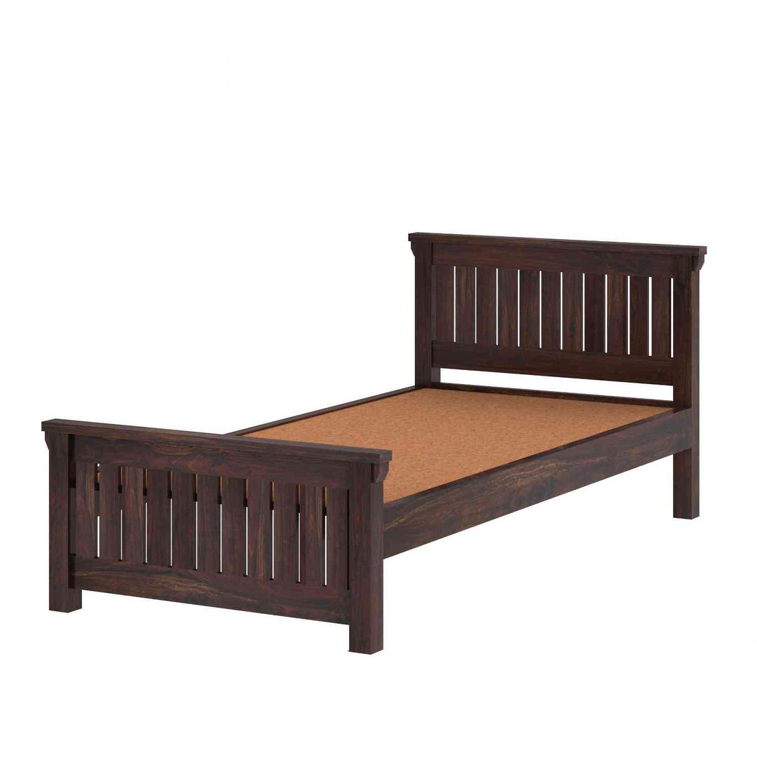 Basilia Solid Sheesham Wood Single Bed Without Storage (Walnut Finish)
