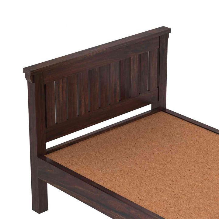 Basilia Solid Sheesham Wood Single Bed Without Storage (Walnut Finish)