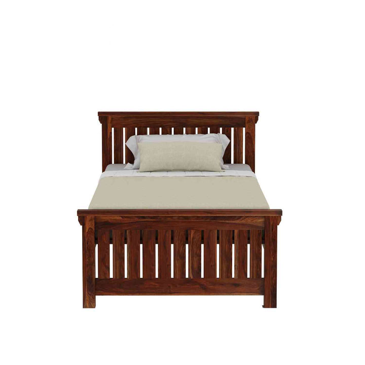 Azucena Solid Sheesham Wood Single Bed Without Storage (Natural Finish)