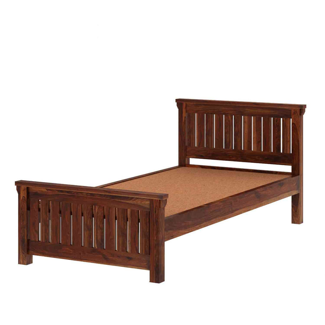Azucena Solid Sheesham Wood Single Bed Without Storage (Natural Finish)