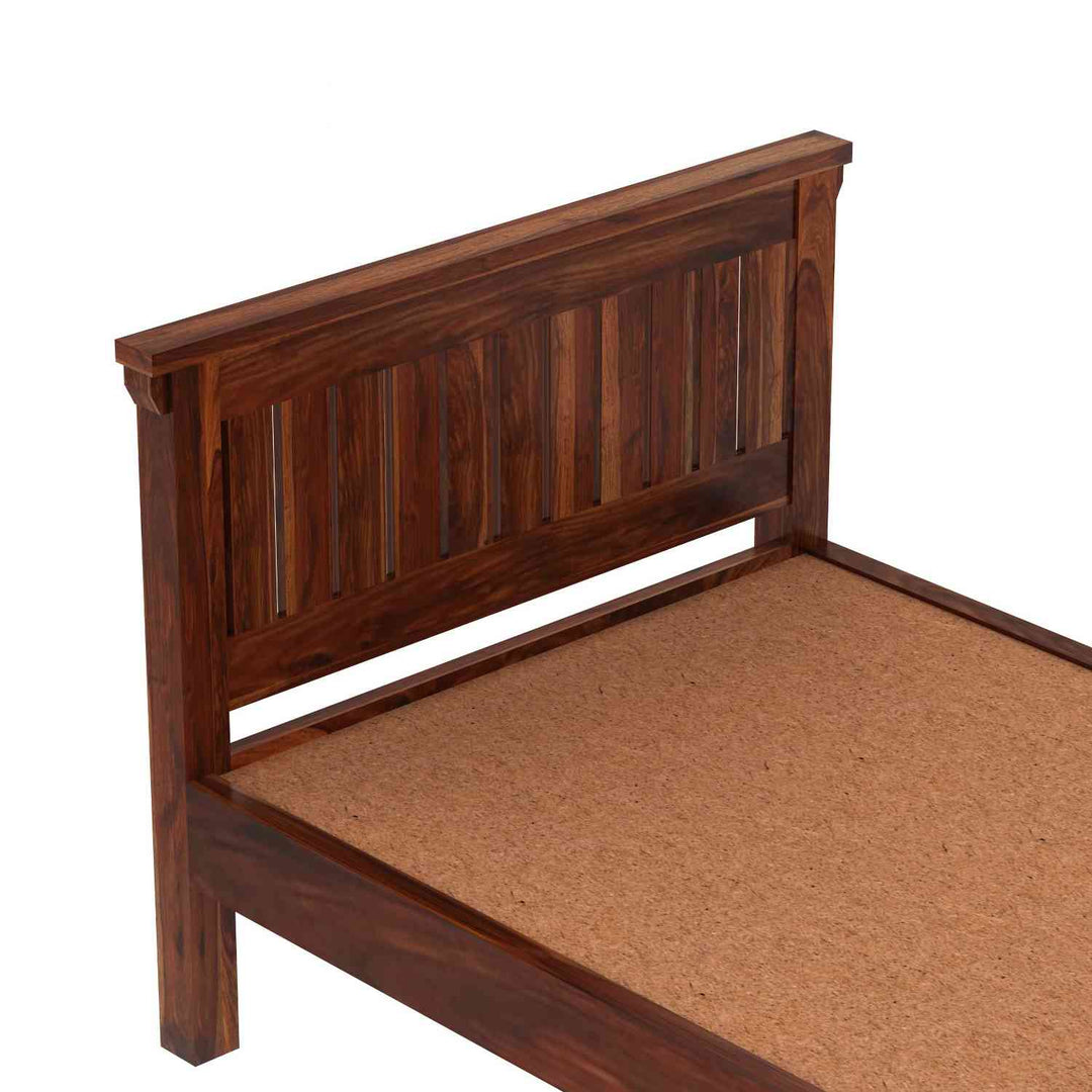 Azucena Solid Sheesham Wood Single Bed Without Storage (Natural Finish)