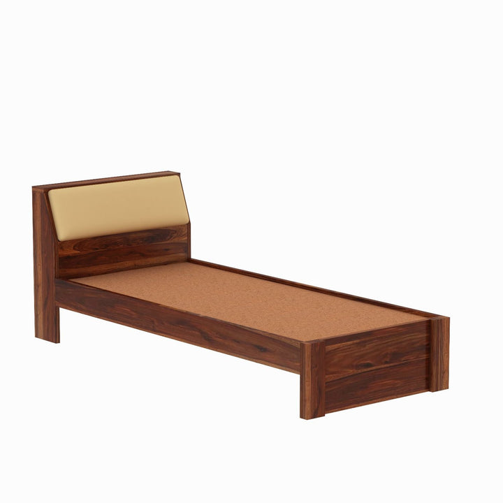 Alondra Solid Sheesham Wood Single Bed Without Storage (Natural Finish)