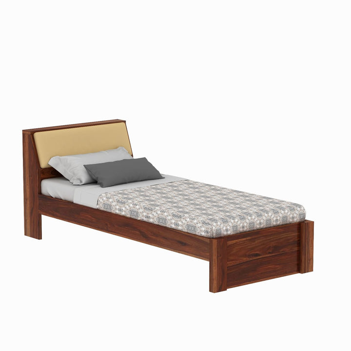 Alondra Solid Sheesham Wood Single Bed Without Storage (Natural Finish)