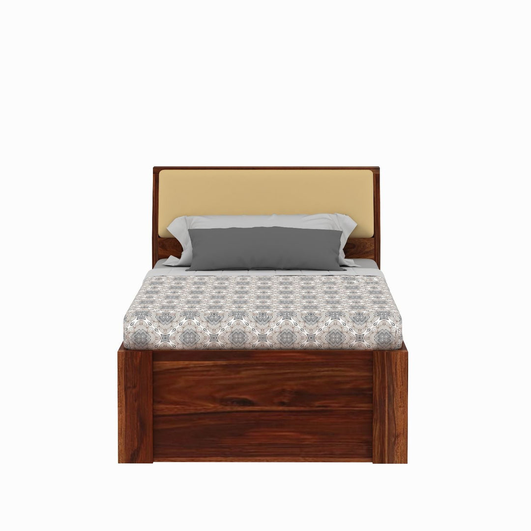 Alondra Solid Sheesham Wood Single Bed Without Storage (Natural Finish)