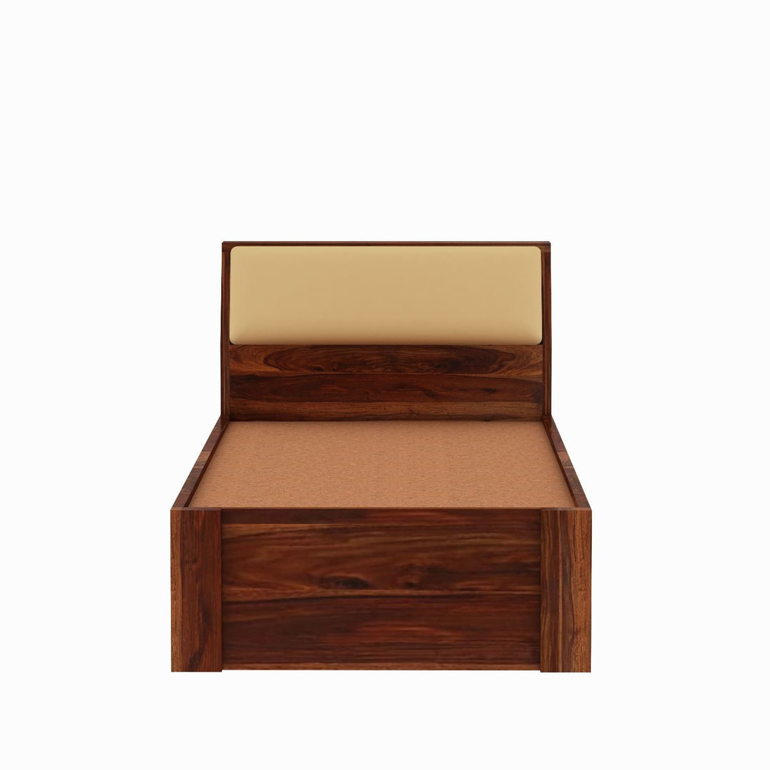 Alondra Solid Sheesham Wood Single Bed Without Storage (Natural Finish)