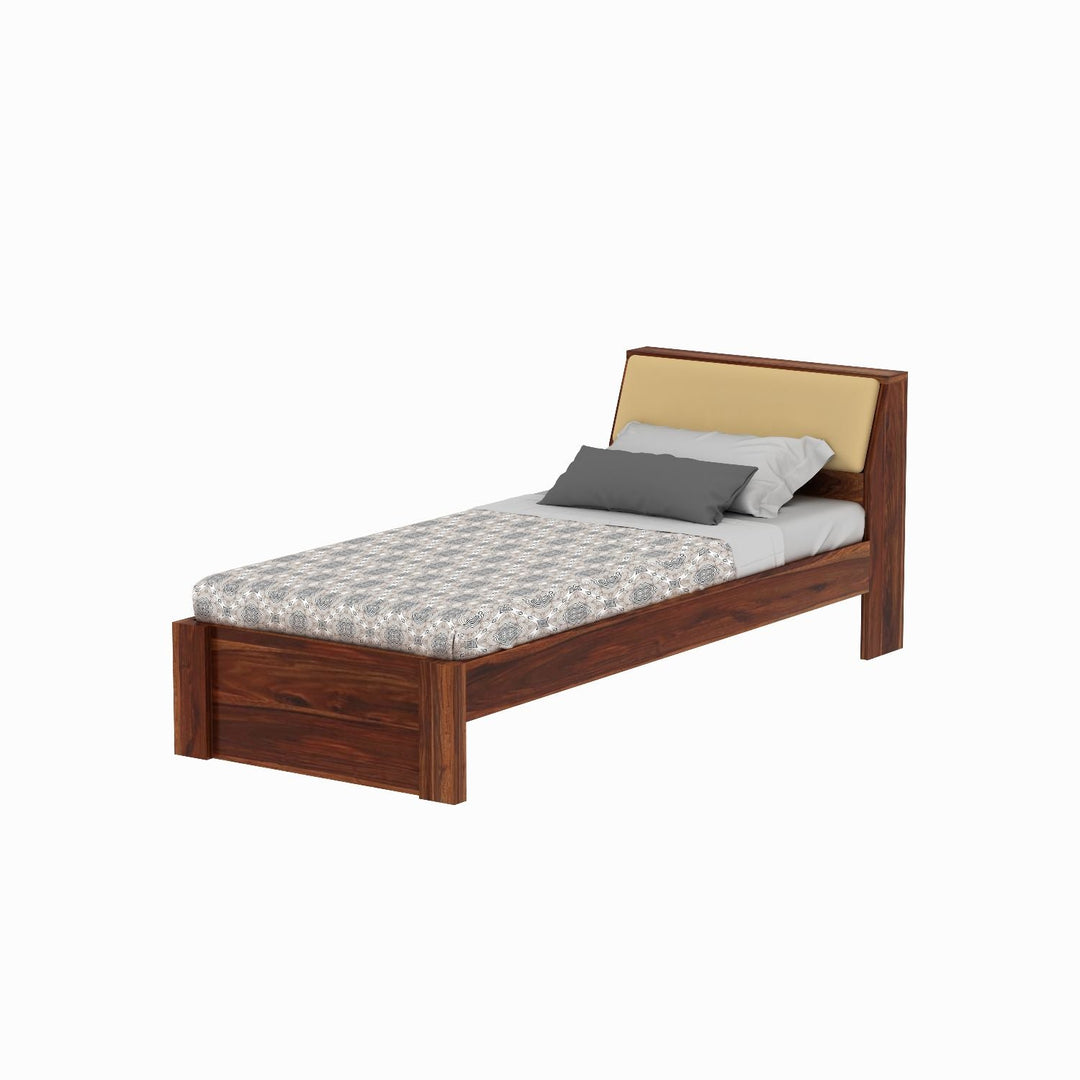 Alondra Solid Sheesham Wood Single Bed Without Storage (Natural Finish)