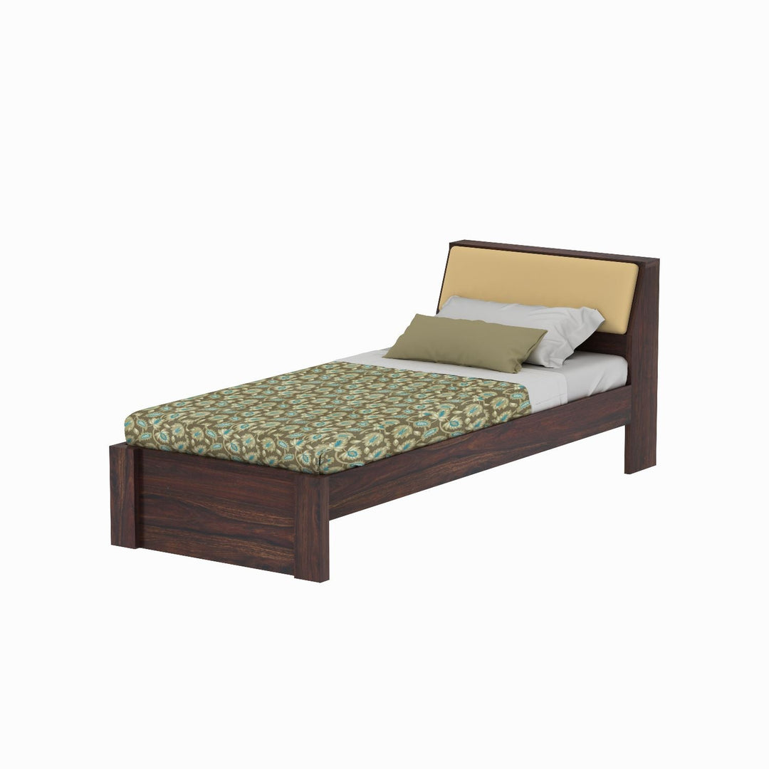 Ainhoa Solid Sheesham Wood Single Bed Without Storage (Walnut Finish)