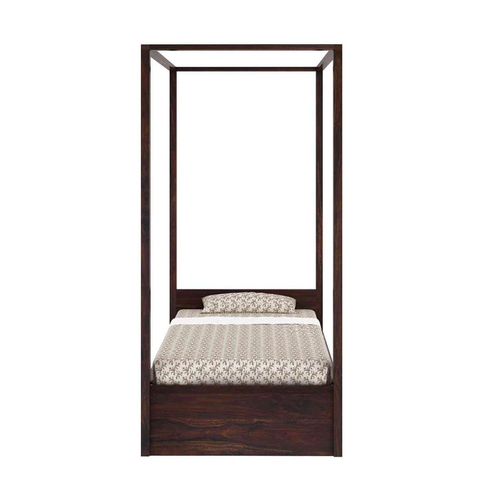 Fabiola Solid Sheesham Wood Single Bed With Box Storage (Walnut Finish)