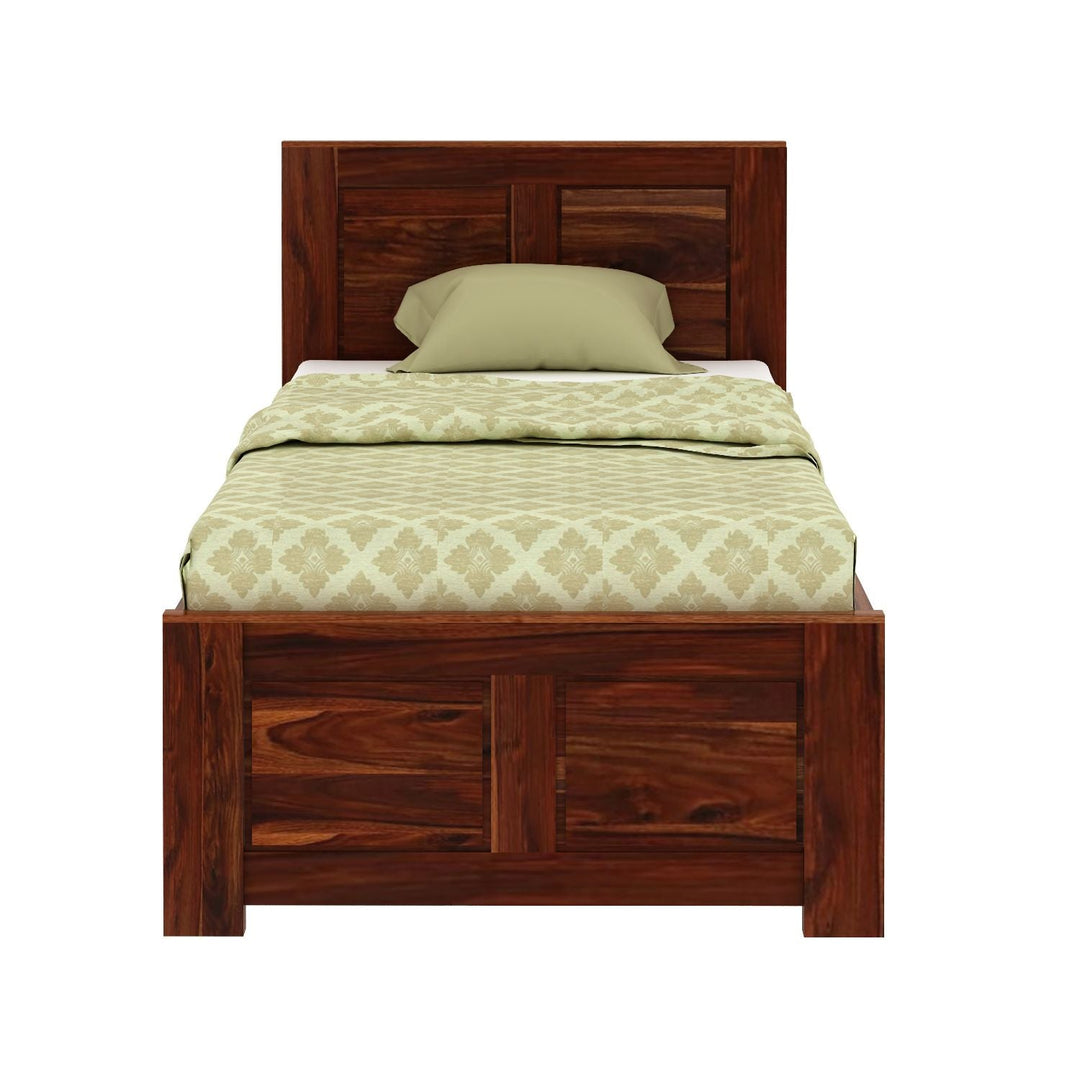 Adriana Solid Sheesham Wood Single Bed Without Storage (Natural Finish)