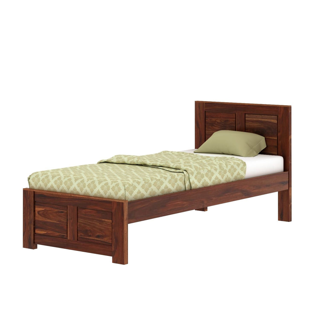 Adriana Solid Sheesham Wood Single Bed Without Storage (Natural Finish)