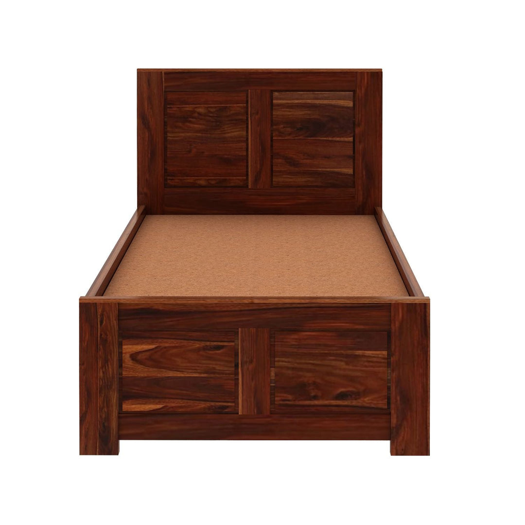 Adriana Solid Sheesham Wood Single Bed Without Storage (Natural Finish)