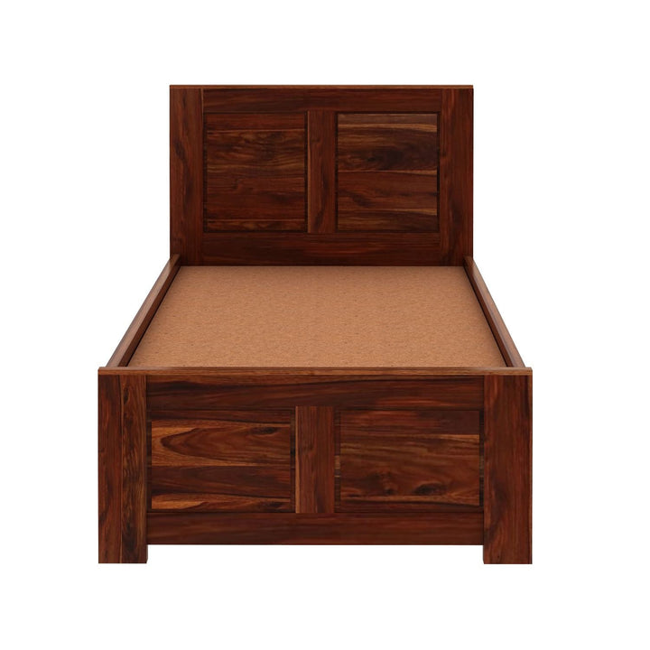 Adriana Solid Sheesham Wood Single Bed Without Storage (Natural Finish)