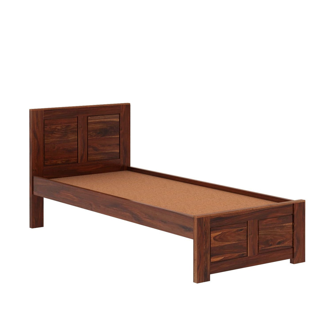 Adriana Solid Sheesham Wood Single Bed Without Storage (Natural Finish)
