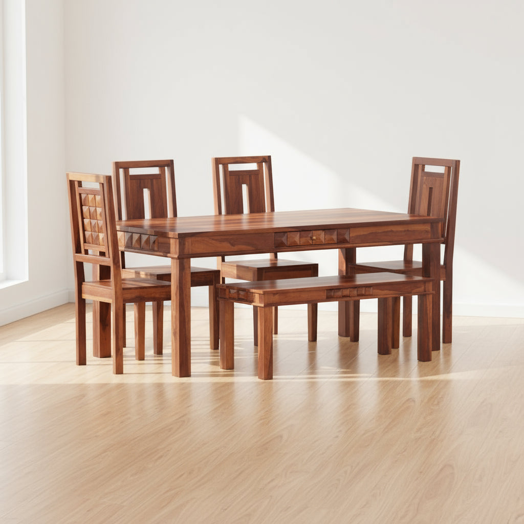 Cristina Sheesham Wood Dining Table Set
